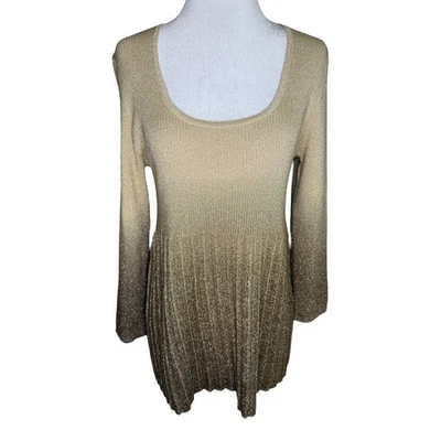 Grace Elements Brown Ombre Metallic Knit Tunic Top Long Sleeve Women's Medium - Image 1 of 4