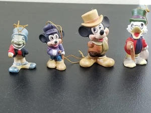 Vintage Disney Porzellan Ornamente 4er Set Mickey Dagobert Jiminy Weihnachten Japan - Bild 1 von 7
