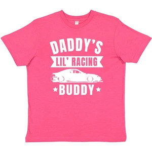 Inktastic Daddys Lil Racing Buddy Youth T-Shirt Kids Little Fun I Love Racecar - Picture 1 of 9