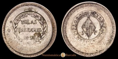  Fernando VII 5 Pesetas (27,01 Grg) 1823 Mallorca Cal-1302 MBC+ Foto 1 de 3