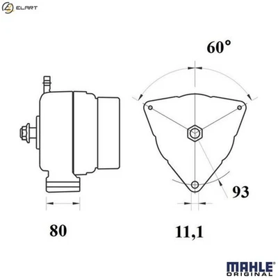 ALTERNATOR MG 795 FOR MAN D2876LF04/2876LF07/2876LF05/2876LF12 12.8L 6cyl TGA - Image 1 of 4