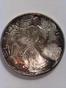 1996 BU American Silver Eagle Dollar Uncirculated Nice TONING $1 Coin #2 - Picture 1 of 4