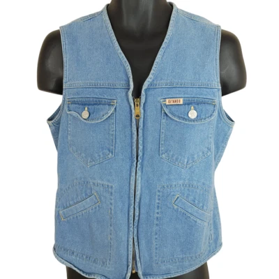 Винтажный Gitano джинсы джинсовой ткани жилет женщин размер средний 80-х молнии - Изображение 1 из 4