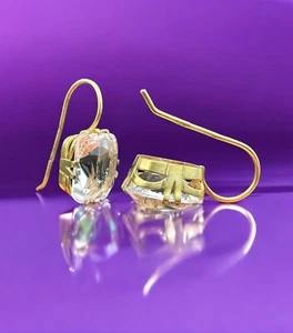 Jewelry Genuine stone Rock Crystal ! Vtg Earrings russian SILVER 925 gold plated - Picture 1 of 22
