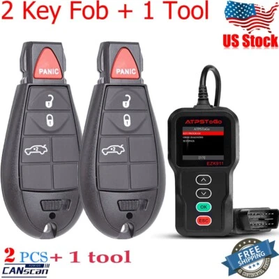 2 For 2008~2010 Dodge Charger Challenger Chrysler 300 Remote Key Fob + Kit Tool - Image 1 of 4