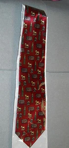 London Themed En Yu 100% Silk Tie Red with Big Ben Double Decker Bus Lion - Bild 1 von 5