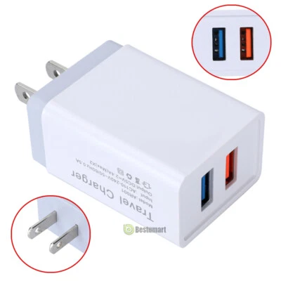 Paquete de 1-4, Cargador de Pared USB, Doble Puerto USB Cubo Adaptador de Alimentación Cargador Enchufe EE. UU. Foto 1 de 4