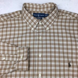 Ralph Lauren Shirt Mens 2XLT Tan Plaid Classic Fit Embroidered Long Sleeves - Picture 1 of 10