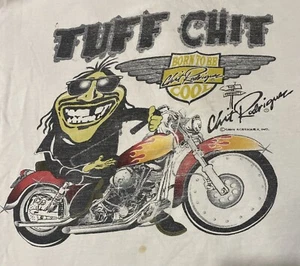 VTG 90s Chit Rodriguez T-Shirt Tuff chit Motorcycle Rare Distressed - Picture 1 of 20