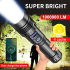 1000000Lm Super Bright LED Tactical Flashlight Rechargeable LED Work Lights
