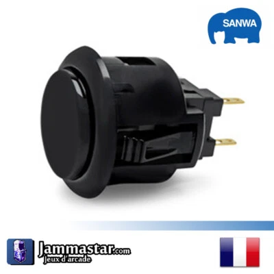 Boutons arcades originaux Sanwa Denshi OBSF-24 - Genuine Sanwa - Noir Black
