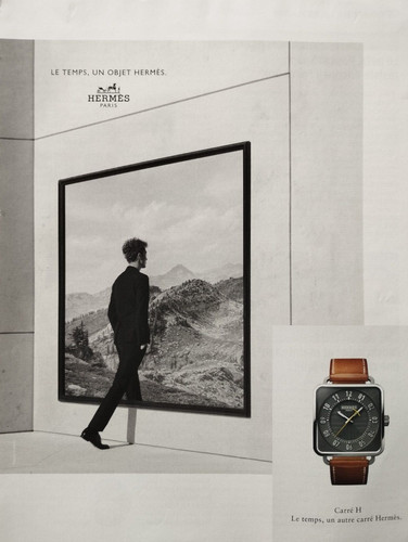 HERMÈS Pubblicità stampa orologio vintage HERMES!! " Orologio da Bracciale in Pelle "