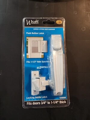 Wright Screen Storm Door Push Button Latch V333WH,  1-3/4" WHITE - Image 1 of 2