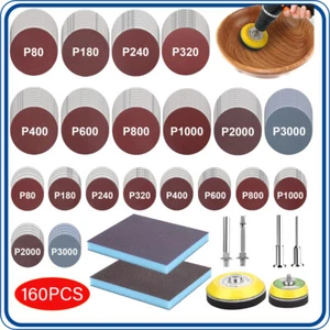 160X 2 & 3" Sanding Discs Kit 80-3000 Grit Sandpaper Pads Hook Loop for Drill - Picture 1 of 9