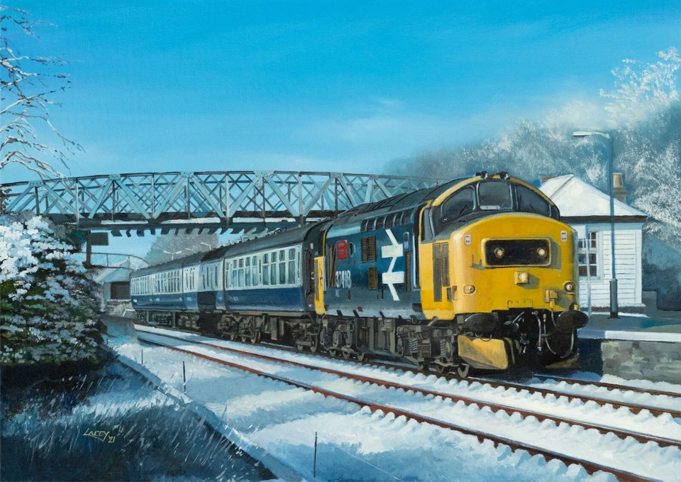 Class 37 37418 British Rail Scotland Railway Diesel Train Christmas Xmas Card - Image 1 of 1