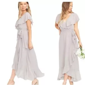 Show Me Your MuMu Jess Midikleid mit Rüschen taubengrau Chiffon 1X neu mit Etikett - Bild 1 von 4