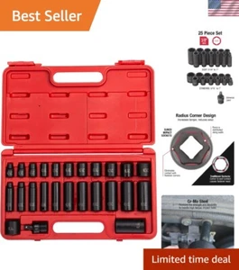 Juego completo de enchufes SAE de accionamiento de 3/8 pulgadas | Cr-Mo de 25 piezas con fácil alineación - Imagen 1 de 8