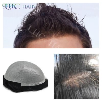 Invisible Ultra Thin Skin Mens Toupee Hair Replacement Poly Hairpiece PU System - Image 1 of 4