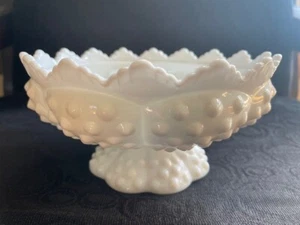 Vintage 1950s Hobnail Milk Glass Candle Holder Centerpiece Bowl/Dish - Picture 1 of 4