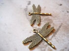 10 Dragonfly Charms Antiqued Bronze Pendants Steampunk Supplies Garden Findings