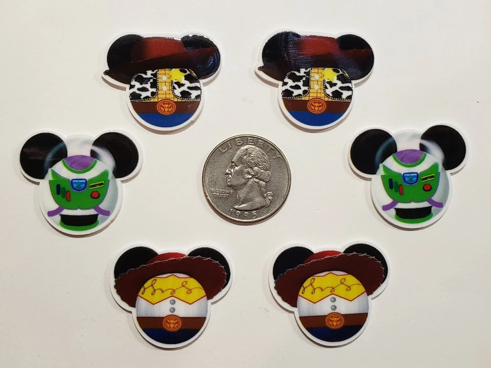 Lote de 6 peças toy story cabochão de resina flatback cabelo arco centro fornecimento. - Imagem 1 de 1