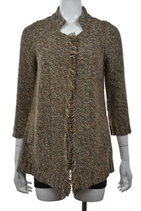 Sparrow Womens Sweater Size S Brown Olive Blue Cardigan 3/4 Sleeve Linen - Picture 1 of 5