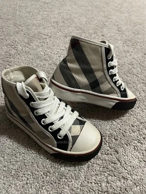 EUC Burberry Toddler High-Top Sneaker Signature Plaid Lace Up - SZ 27 EU/10.5 US - Image 1 of 4