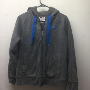 Under Armor Storm Hoodie Women M Gray Blue Full Zip Jacket Fleece Lined Semi Fit - Picture 1 of 4