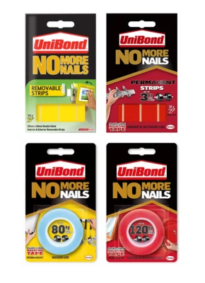 Unibond No More Nails Strisce per Appendere Quadri Nastro Biadesivo Montaggio