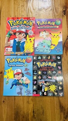 4x Book Pokémon 1999 Merlin Nintendo Sticker Album Book Tattoos Rare Topps - Image 1 of 4