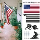 For House Porch 6FT Flag Pole Kit Heavy Duty + Bracket With 2Rotating Rings New