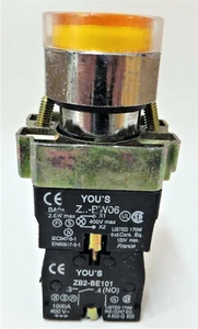 XB2-BW3561 22MM -NO- YELLOW LED MOM PUSH BUTTON 400V- 220V LED BULB YOU's BRAND - Picture 1 of 4