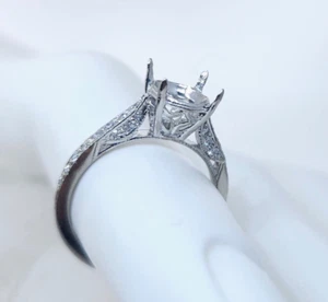 Tacori 18k White Gold Dantela Diamond Engagement Ring Setting - Picture 1 of 6