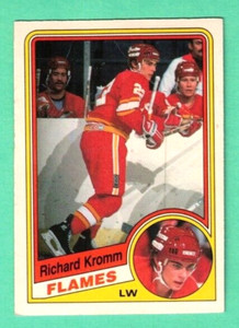 (1) RICHARD KROMM 1984-85 O-PEE-CHEE  # 227 FLAMES ROOKIE EX-MT CARD (G2676)