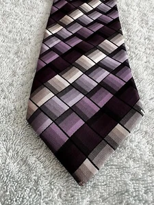 Corbata Clásica Para Hombre DANIEL HECHTER 100% Seda S1 Púrpura a Rayas Diseñador - Imagen 1 de 5