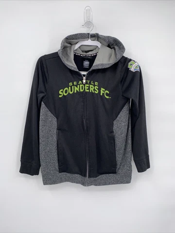 Adidas Seattle Sounders FC Long Sleeve Full Zip Hoodie Sweatshirt Gray Medium Cover