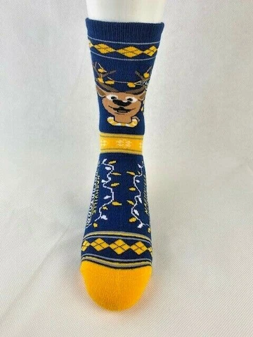 Nashville Predators Ugly Christmas Sweater Reindeer Crew Socks Blue Cover