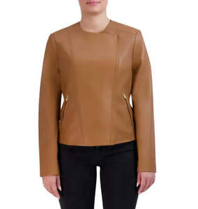 Cole Haan Women's Asymmetrical Genuine Leather Jacket
