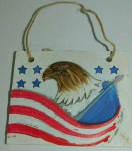 Patriotische Plakette Weißkopfseeadler amerikanische Flagge - Bild 1 von 4