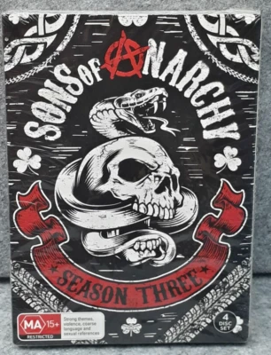 NEW: SONS OF ANARCHY Season 3 TV Series 4 DISC DVD Set Region 4 PAL Free Post - Image 1 of 2