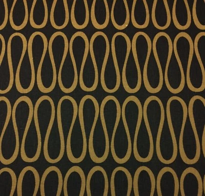 KRAVET BODONI ESPRESSO BLACK INFINITY GEOMETRIC 100% LINEN FABRIC BY YARD 54"W - Image 1 of 4