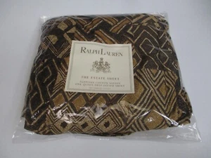 Ralph Lauren DESERT GRASS Golden Black African Tribal Prints Fitted Sheet- Queen - Picture 1 of 12