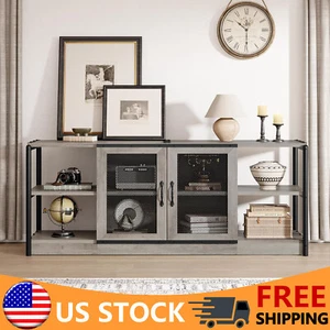 TV Stand Farmhouse Entertainment Center TV Media Console Cabinets with Mesh Door - Picture 1 of 17