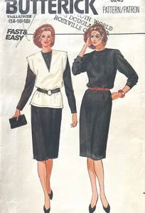 1980's Butterick Misses' Dress,Vest Pattern 6243 Size 14-18 UNCUT - Picture 1 of 2