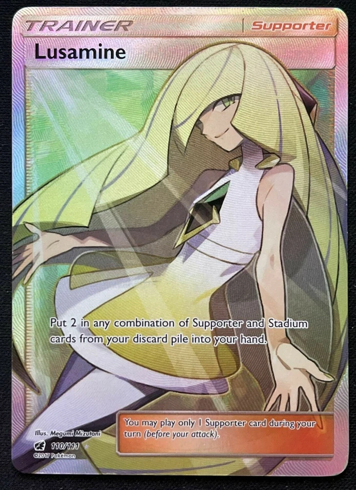 FULL ART Lusamine ULTRA RARE 110/111 Pokemon SM Crimson Invasion Supporter - LP - Image 1 of 1