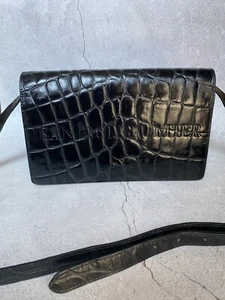 Vintage JPG Jean Paul Gaultier Small Croc Embossed Rigid Leather Bag - Picture 1 of 10