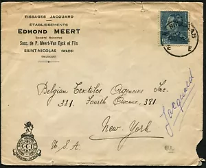 Belgium Sint-Niklaas 1940 German Censored Commercial Cover to New York USA WWII - Picture 1 of 2