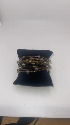 Lote de 10 pulseras elásticas de bronce y cuentas transparentes Cookie Lee. Foto 1 de 4