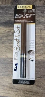 L'Oreal Paris Brow Stylist Boost & Set Brow Mascara 480  Light Brunette New - Image 1 of 4