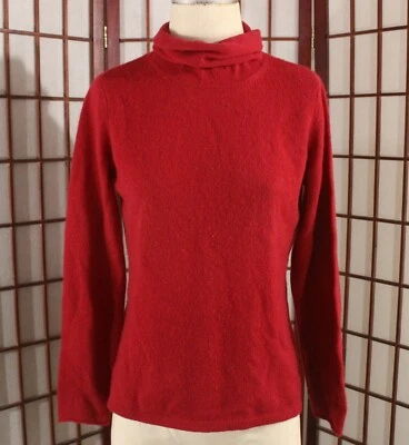 Suéter pulôver pescoço falso tweeds tamanho grande vermelho 100% 2 camadas cashmere - Imagem 1 de 4